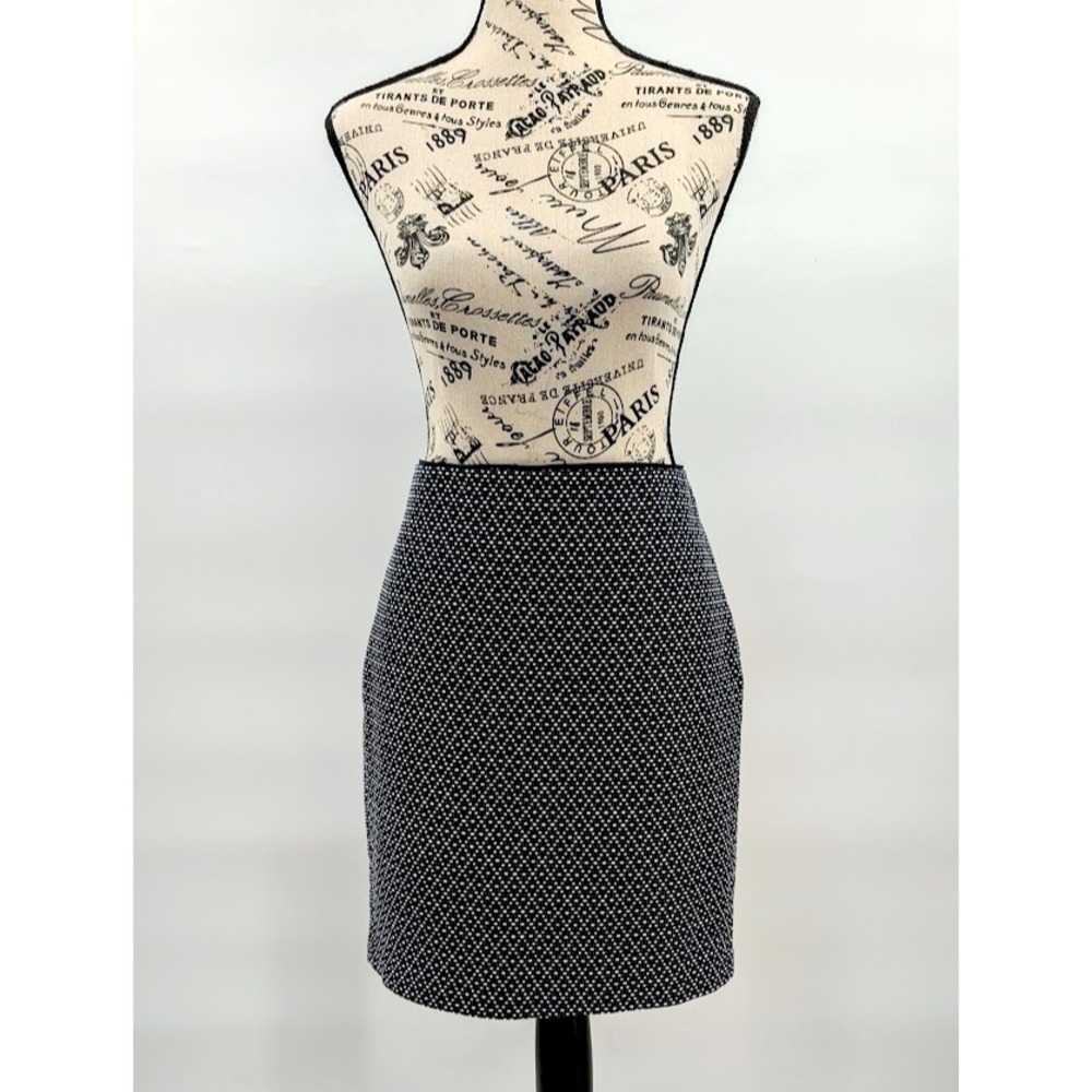 Navy Blue Pencil Skirt Womens 2 Tweed Diamond Cotton Blend‎ Textured Workwear